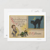 ハロウィーンGreetingBlack Cat ポストカード (正面/裏面)