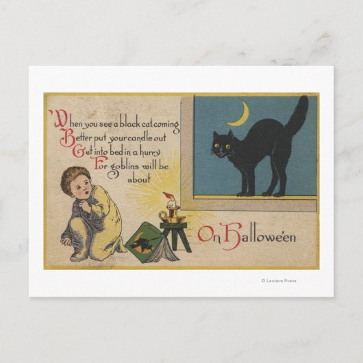 ハロウィーンGreetingBlack Cat ポストカード (正面)