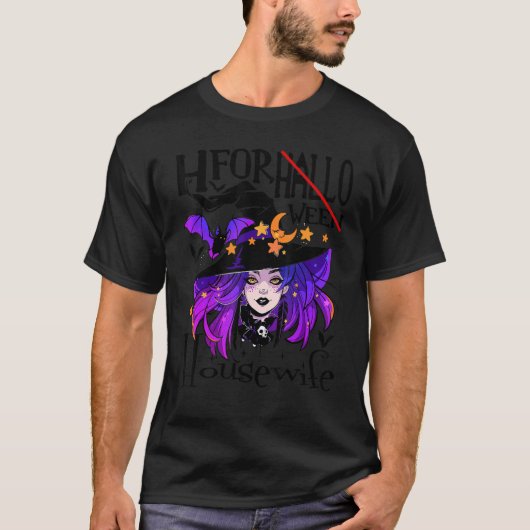 ハロウィーンH用ハロウィーン主婦ことわざ魔女 Tシャツ (正面)