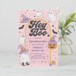 ハロウィーンhey booかわいい幽霊誕生日パーティー 招待状