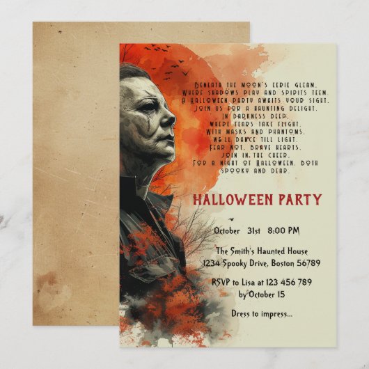 ハロウィーンI詩 招待状 (正面/裏面)