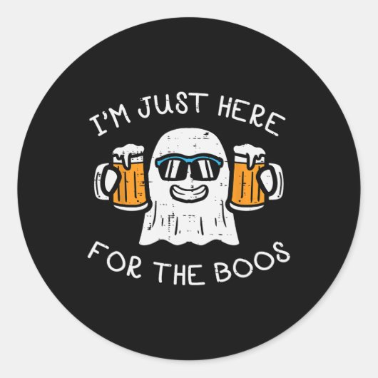 ハロウィーンJust Here Boos幽霊おもしろい衣装M ラウンドシール (正面)