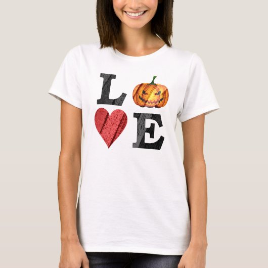 ハロウィーンLOVEと怖いジャック・オランタン Tシャツ (正面)