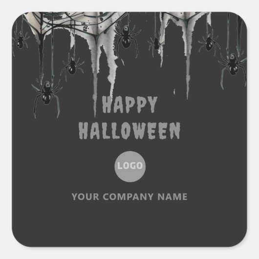 ハロウィーンOfficeパーティービジネス企業のくもの巣ロゴ スクエアシール (正面)