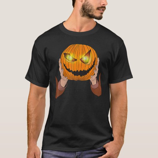 ハロウィーンPa用ヘッドレスメンズコスチュームかぼちゃヘッド Tシャツ (正面)