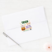 ハロウィーンQRコード処理のトリックまたは処理 スクエアシール (封筒)