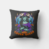 ハロウィーンQUEEN WITCH ART with Black Catデザイン クッション (正面)