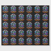 ハロウィーンQUEEN WITCH ART with Black Catデザイン ラッピングペーパー (フラット)