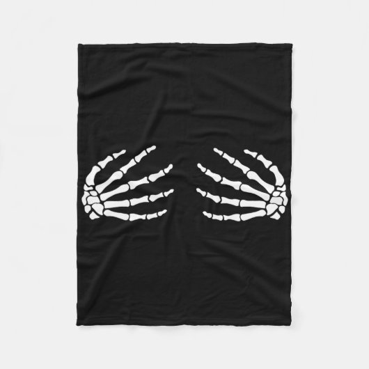 ハロウィーンS胸スケルトンハンズブレストおもしろいコステ フリースブランケット (正面)