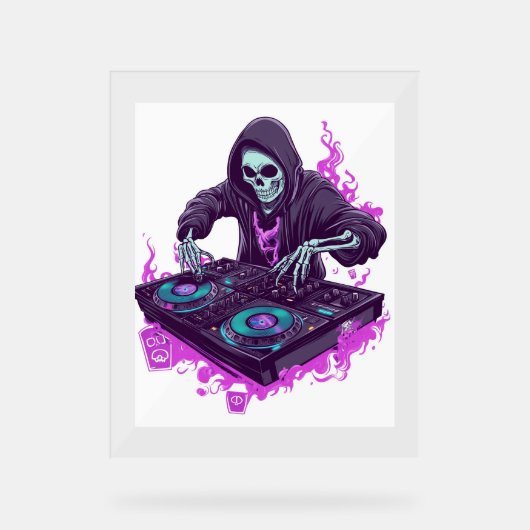 ハロウィーンSkeleton DJ アクリルサイン (正面)