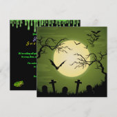 ハロウィーンSweet sixteenスリミグリーンブラックこうもり 招待状 (正面/裏面)