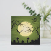 ハロウィーンSweet sixteenスリミグリーンブラックこうもり 招待状 (スタンド正面)