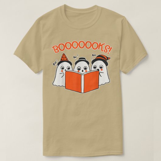 ハロウィーンTかわいい幽霊読の本の恋人のギフトティアック Tシャツ (デザイン正面)