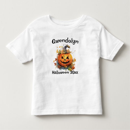 ハロウィーンTシャツジャックオランタンパーソナル トドラーTシャツ (正面)