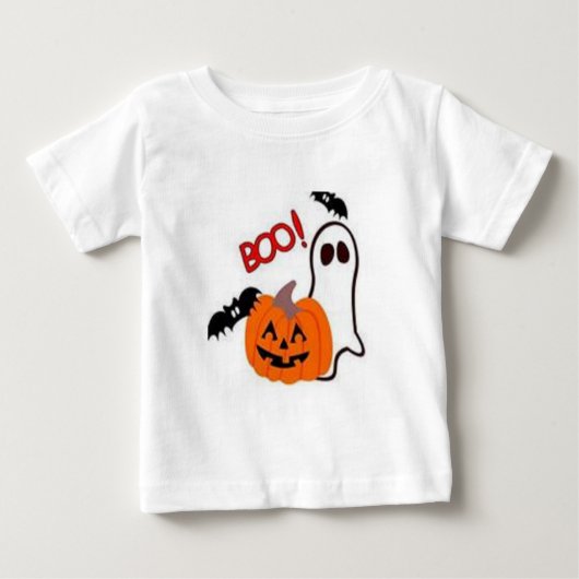 ハロウィーンTシャツブキッズトップブラックとホワイト ベビーTシャツ (正面)