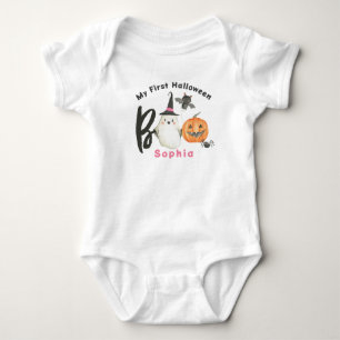 ハロウィーンTシャツ不気味ブファースト ベビーボディスーツ