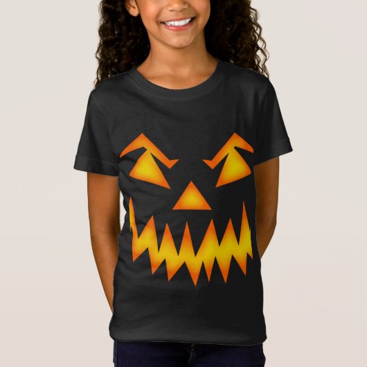 ハロウィーンTシャツ子供へ、カボチャ顔 Tシャツ (正面)