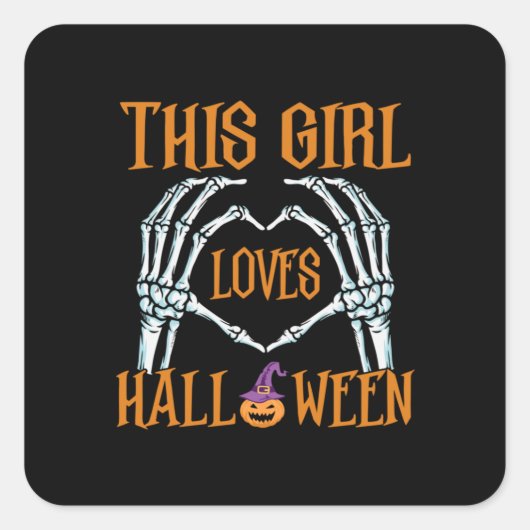 ハロウィーンthis Girl Loves Halloweens誕生日 スクエアシール (正面)