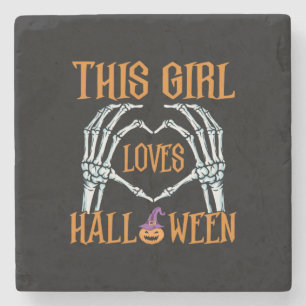 ハロウィーンthis Girl Loves Halloweens誕生日 ストーンコースター