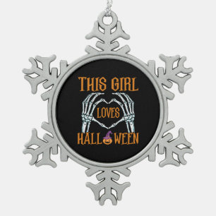 ハロウィーンthis Girl Loves Halloweens誕生日 スノーフレークピューターオーナメント