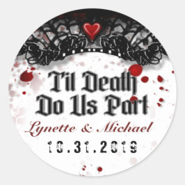 ハロウィーンTil Death(ばちゃばちゃ)跳ねる結婚のラベル ラウンドシール