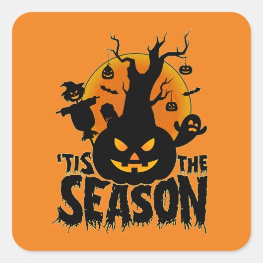 ハロウィーン'Tis The Season Pumpkin スクエアシール (正面)