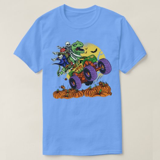 ハロウィーンTRex恐竜モンスタートラック Tシャツ (デザイン正面)
