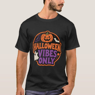 「ハロウィーンVibes Only」レトロハロウィーン男性 Tシャツ