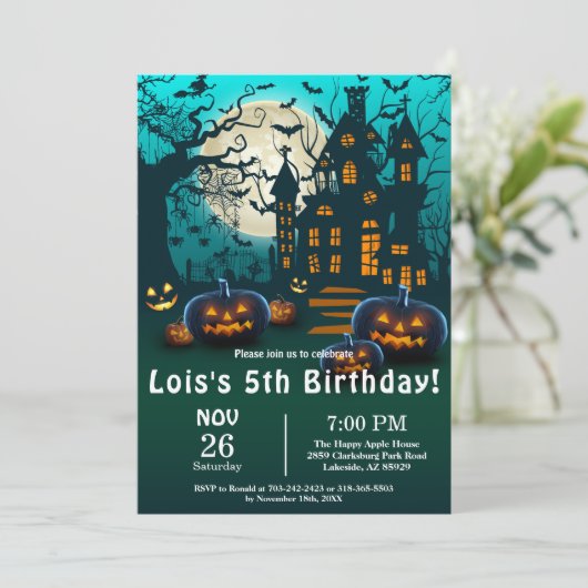 ハロウィ不気味ンキッズ衣装誕生パーティー 招待状 (スタンド正面)