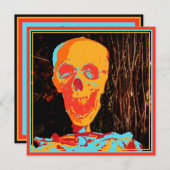 ハロウィ不気味ンスカル招待状テンプレート シーズンカード (正面/裏面)