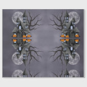 ハロウィ不気味ンハ幽霊のよく出るウス&パンプキン ラッピングペーパー (フラット)