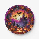 ハロウィ不気味ンプレートカボチャとハ幽霊のよく出るウス ペーパープレート (正面)