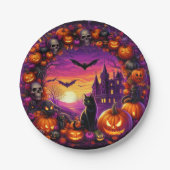 ハロウィ不気味ンプレートカボチャとハ幽霊のよく出るウス ペーパープレート (正面)