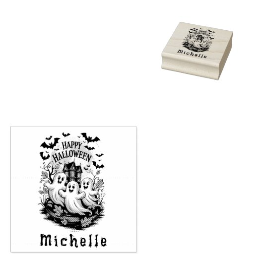 ハロウィ不気味ン幽霊のよく出るハウス幽霊とこうもり ラバースタンプ (押印)