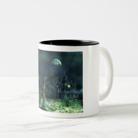 ハロウィ不気味ーングリムリーパー&幽霊のよく出るハウス ツートーンマグカップ (正面右)