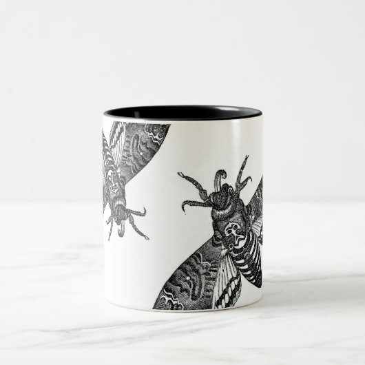 ハロウィ不気味ーン白黒ヴィンテージスカルモス ツートーンマグカップ (中央)