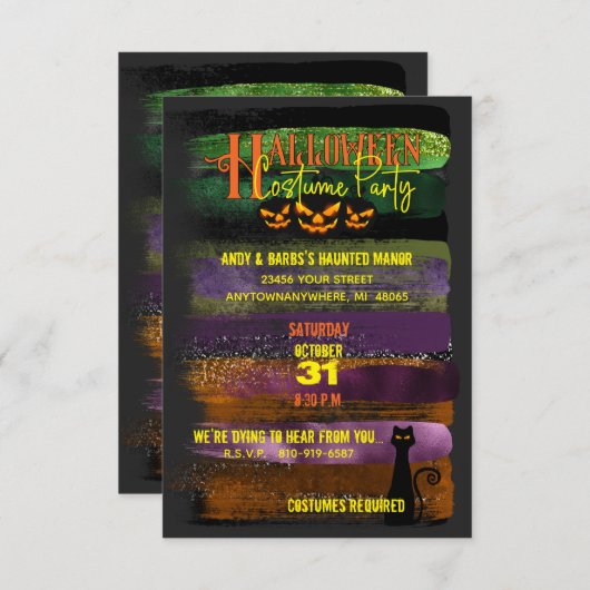 ハロウィ不気味ーン衣装パーティー 招待状 (正面/裏面)