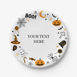 ハロウィ図解入りの、写真付きのン ペーパープレート