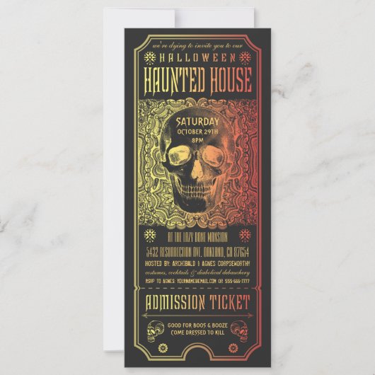 ハロウィ幽霊のよく出るーンハウスチケット招待状v.2 招待状 (正面)