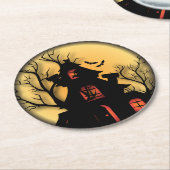 ハロウィ幽霊のよく出るーンハウス ラウンドペーパーコースター (アングル)