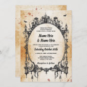 ハロウィ結婚ーンゴシックフレームヴィンテージ招待状 招待状 (正面/裏面)