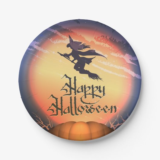 ハロウィ飛んでいるン魔女 ペーパープレート (正面)