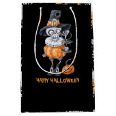ハロウェインキャラクターとパターン ミディアムペーパーバッグ (正面)