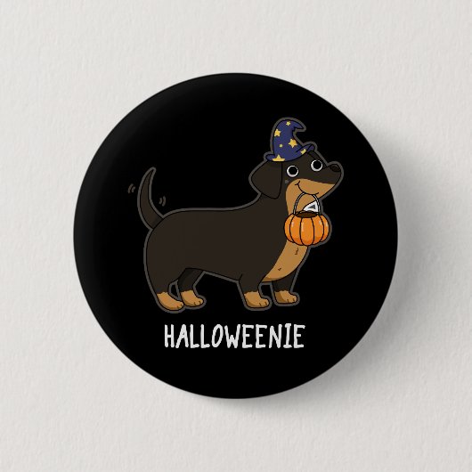 ハロウェーおもしろいニーのソーセージ犬プンダークBG 缶バッジ (正面)