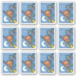 ハロウ不気味ン乗り間抜けにピンクのフラミンゴの魔女 シール