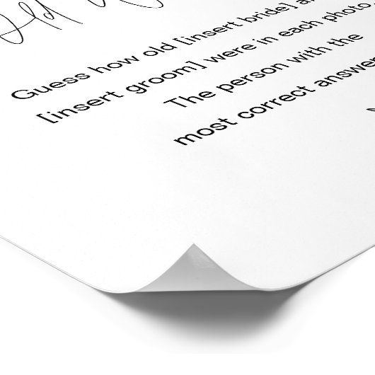 ハロウ何歳だった彼らのブライダルシャワーゲームのサイン ポスター (角)