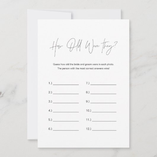 ハロウ何歳だった彼らのブライダルシャワーゲームカード 招待状 (正面)