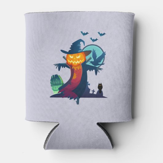 ハロウ幽霊のよく出るィンのかかしこうもりとカラス 缶クーラー (正面)