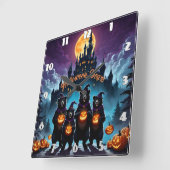 ハロウ祝ンベアーとジャック・オ・ランタン スクエア壁時計 (傾斜)