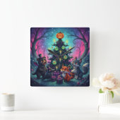 ハロクリスマスツリーシーン スクエア壁時計 (ホーム)